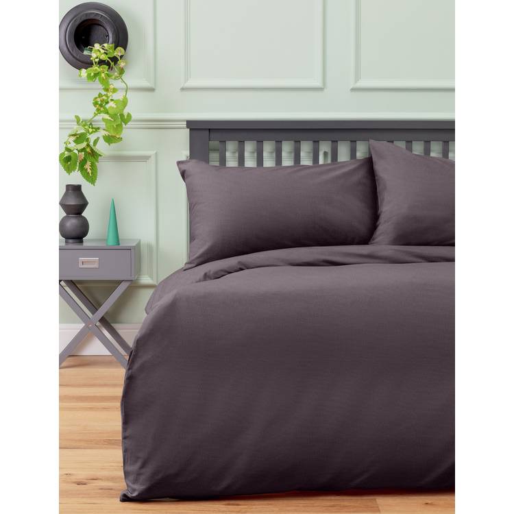 Habitat Brushed Cotton Plain Charcoal Bedding Set - Double 0