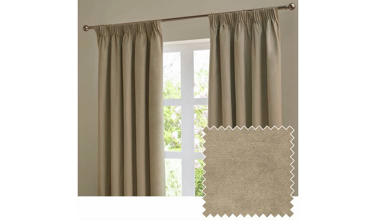 Furn Ultimate Velvet Blackout Pencil Pleat Curtains - Mocha - 117x137cm