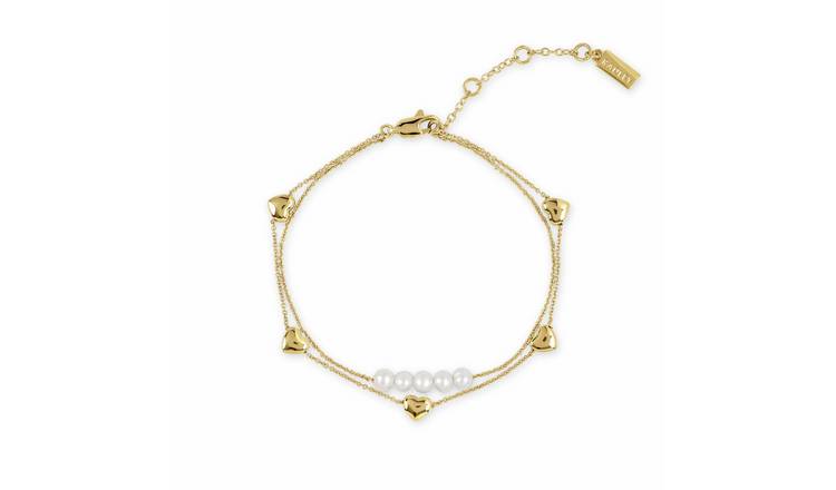 Radley 18ct Gold Plated Double Layer Heart & Pearl Bracelet