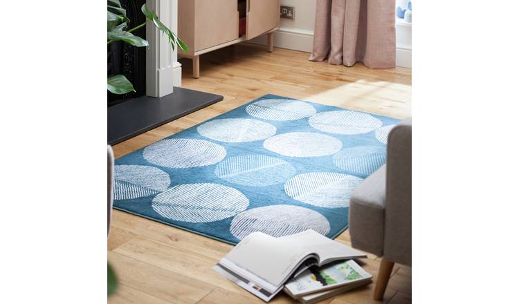 Argos Home Skandi Leaf Teal Cut Pile Rug - 120x170cm