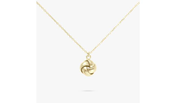 Revere 9ct Gold Plated Sterling Silver Knot Pendant Necklace