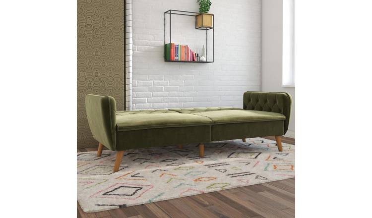 Novogratz Tallulah Velvet Futon Sofa Bed - Green