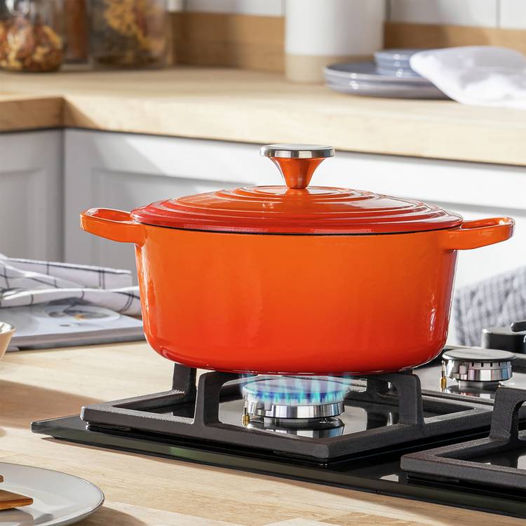 Habitat 2.4 Litre Cast Iron Oval Casserole Dish - Orange 0