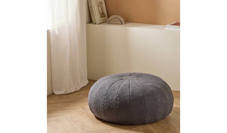 Kaikoo Boucle Drum Pouffe - Charcoal