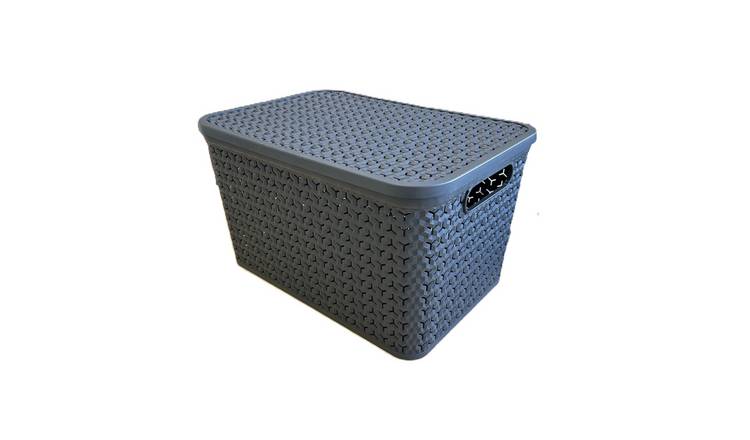 Strata Urban 3x24L Plastic Storage Baskets with Lid-Charcoal