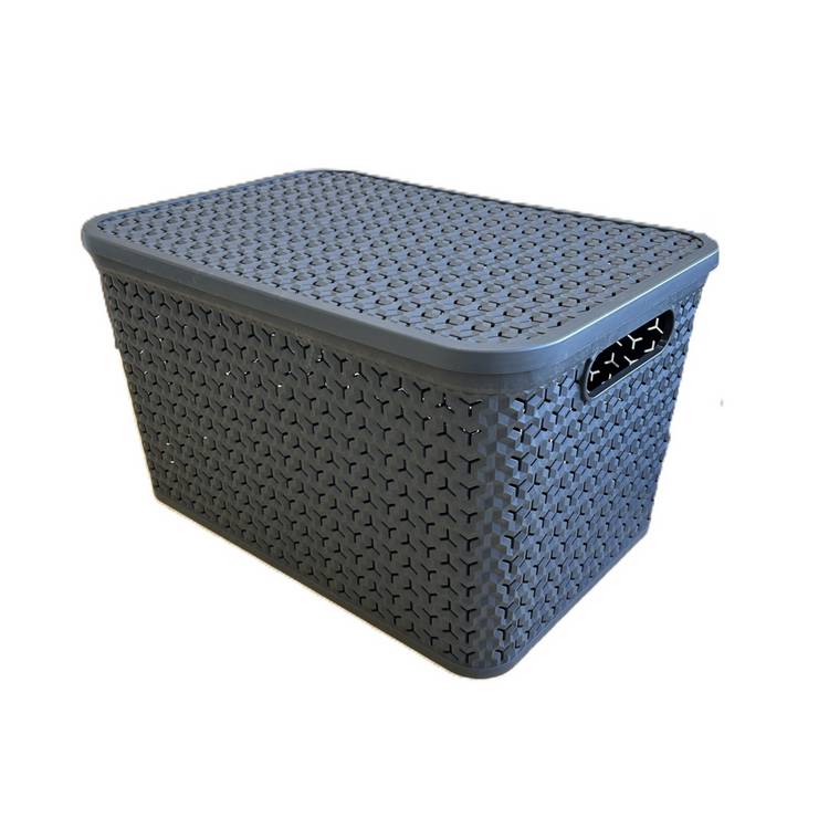 Strata Urban 3x24L Plastic Storage Baskets with Lid Charcoal