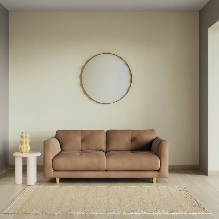 Habitat Emely Velvet 2 Seater Sofa - Latte - Ash Leg 0