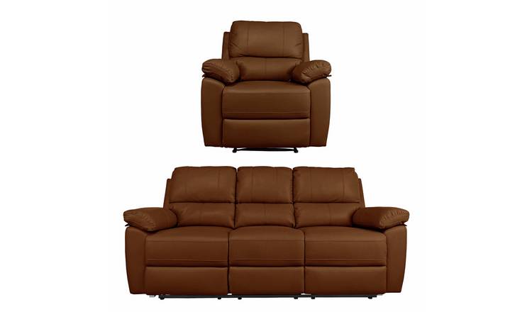 Argos Home Toby Chair & 3 Seater Recliner Sofa - Tan