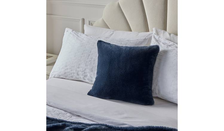 Argos Home Faux Fur Cushion Navy - 43x43cm
