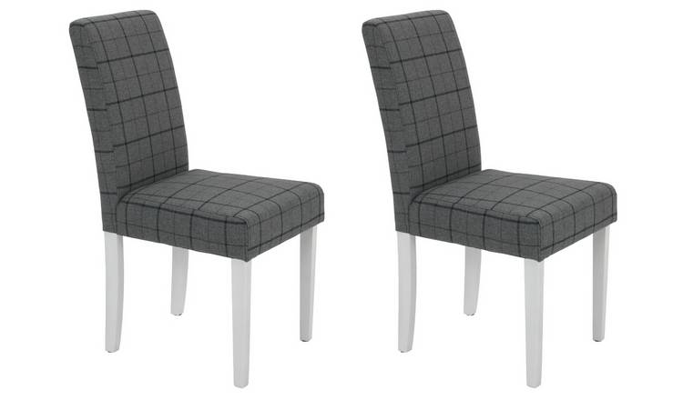 Buy Argos Home Pair of Mid Back Dining Chairs -Grey & Blue Check