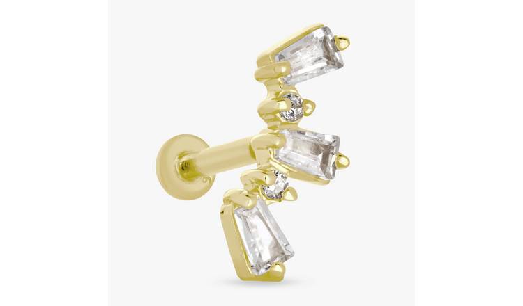 Revere Gold Plated Sterling Silver Tapered Flatback Earring