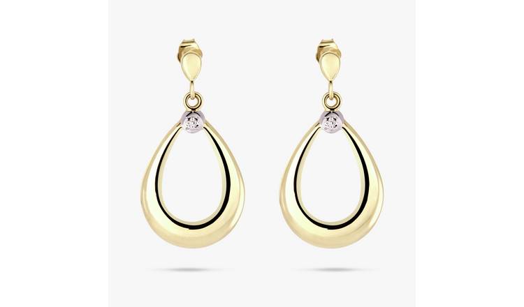 Revere 9ct Yellow Gold Pear Shaped Drop Earrings