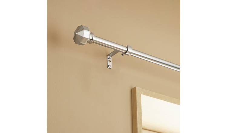 Argos Home Extendable Metal Octagon Satin Nickel Curtain Pole - 120 - 210cm
