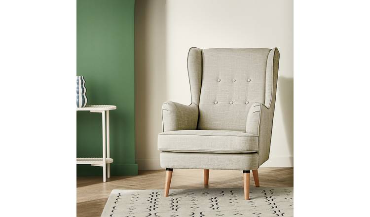 Habitat Callie Fabric Wingback Chair - Latte