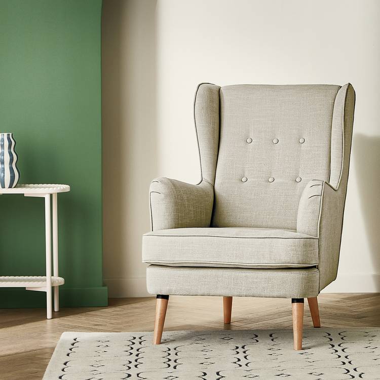 Habitat Callie Fabric Wingback Chair - Latte 0