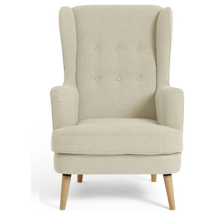 Habitat Callie Cord Fabric Wingback Chair - Latte 0