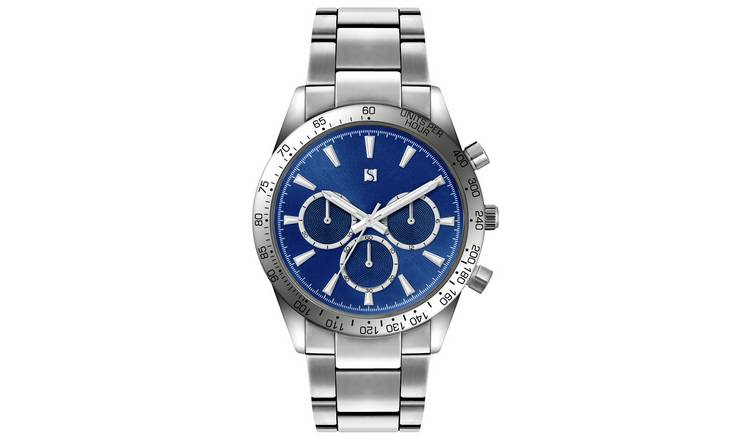 Spirit Mens Blue Dial Silver Colour Bracelet Watch