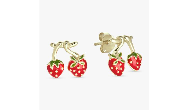 Revere Kids Gold Plated Sterling Silver Strawberry Earrings
