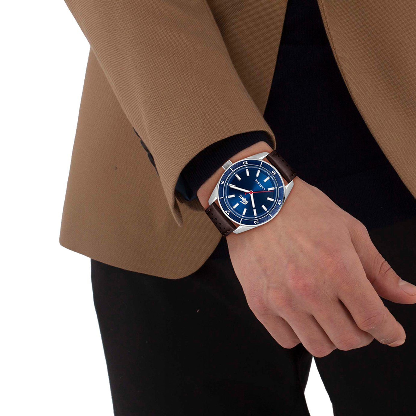 Buy Lacoste Blue Dial Brown Leather Strap Watch | Mens watches | Argos