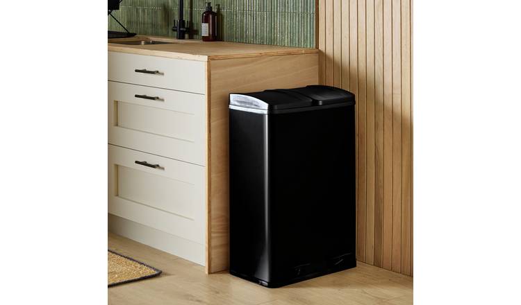 Habitat 60 Litre Twin Compartment Pedal Bin - Black