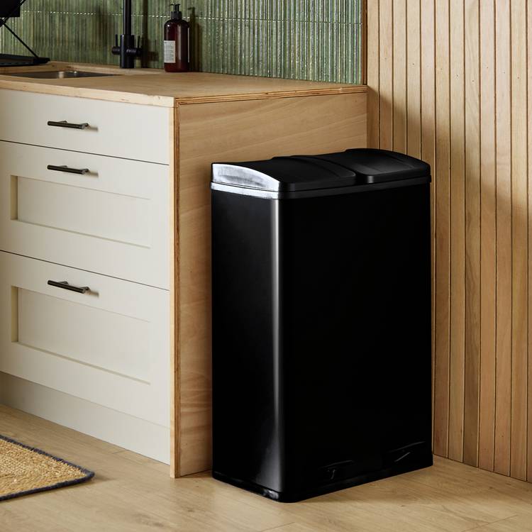 Habitat 60 Litre Twin Compartment Pedal Bin - Black 0