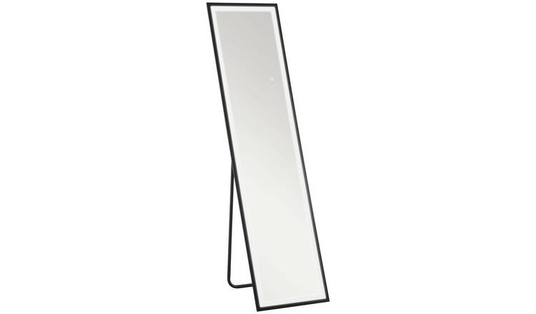 HOMCOM Freestanding Metal LED Full Length Mirror - Black