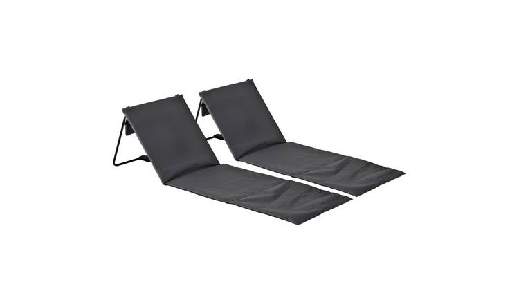 Harbour Housewares Folding Beach Loungers - Grey - Pack of 2