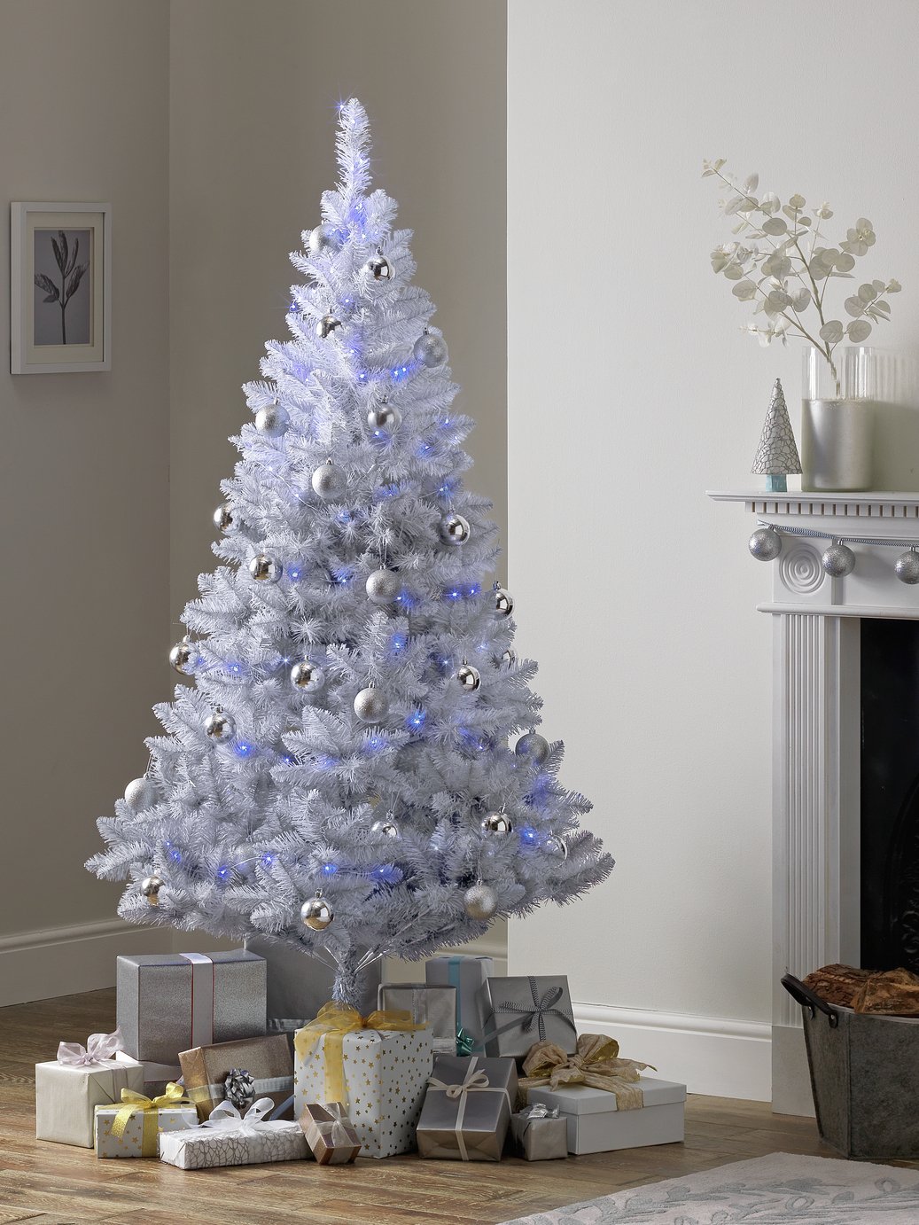 6ft white christmas tree with lights