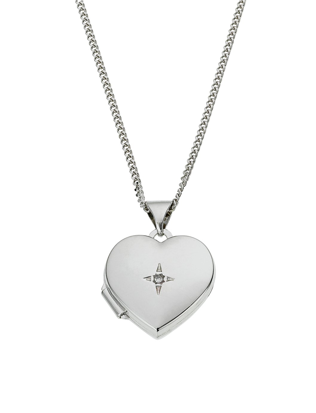 Moon & Back Diamond Accent Heart Locket 18 Inch Necklace