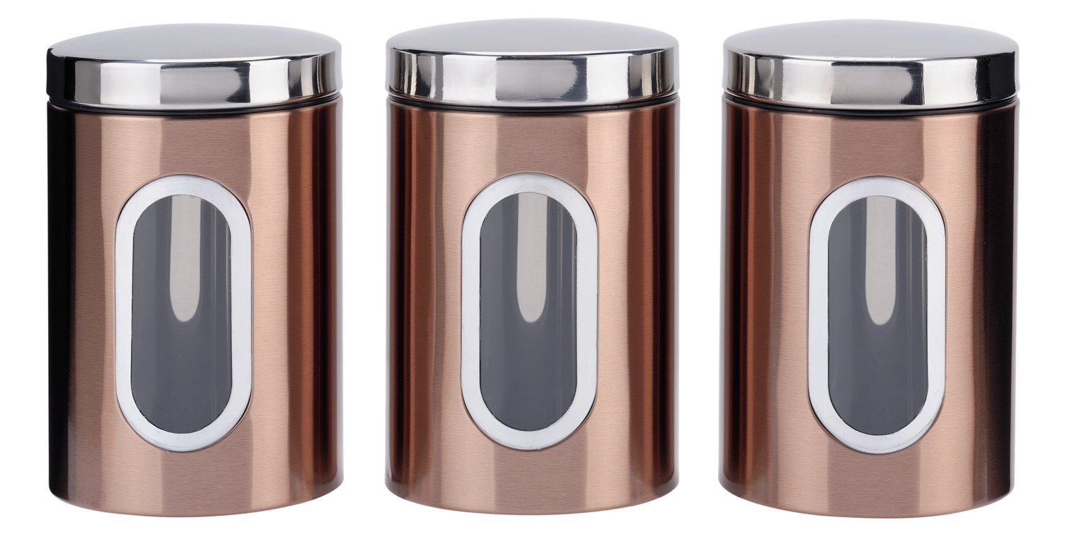 Addis Set of 3 Storage Jars - Black and Copper