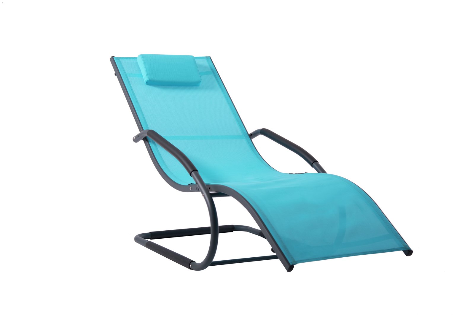 Vivere Wave Metal Sun Lounger - Ocean Blue on Matte Grey