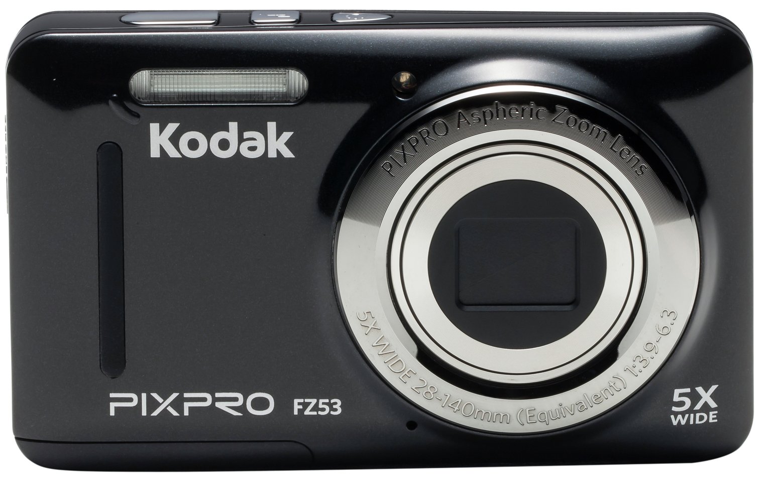 Kodak FZ53 16MP 5x Zoom Digital Compact Camera - Black