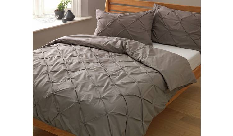 Buy Argos Home Hadley Grey Pintuck Bedding Set Kingsize