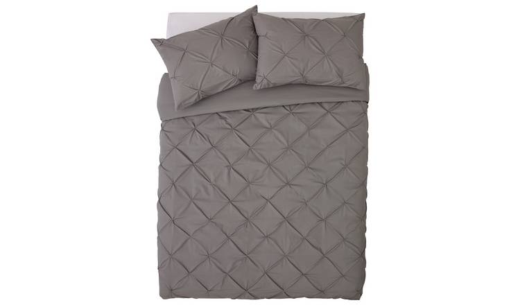 Buy Habitat Hadley Pintuck Grey Bedding Set Kingsize Duvet cover sets Argos