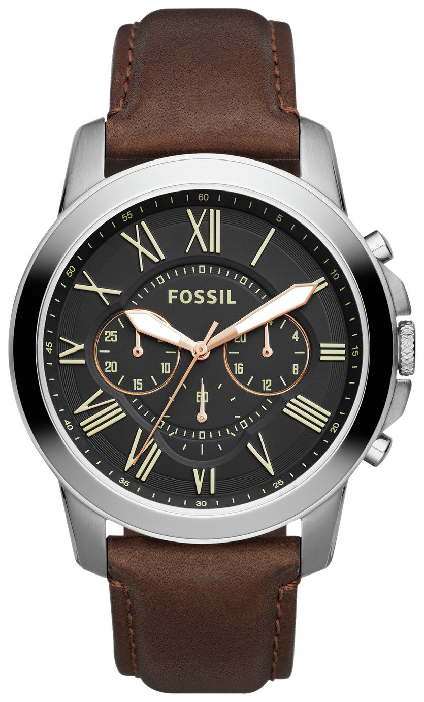 mens chronograph watches leather strap