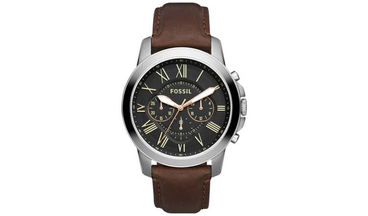 Buy Fossil Grant Men's Chronograph Brown Leather Strap Watch | Men's watches  | Argos