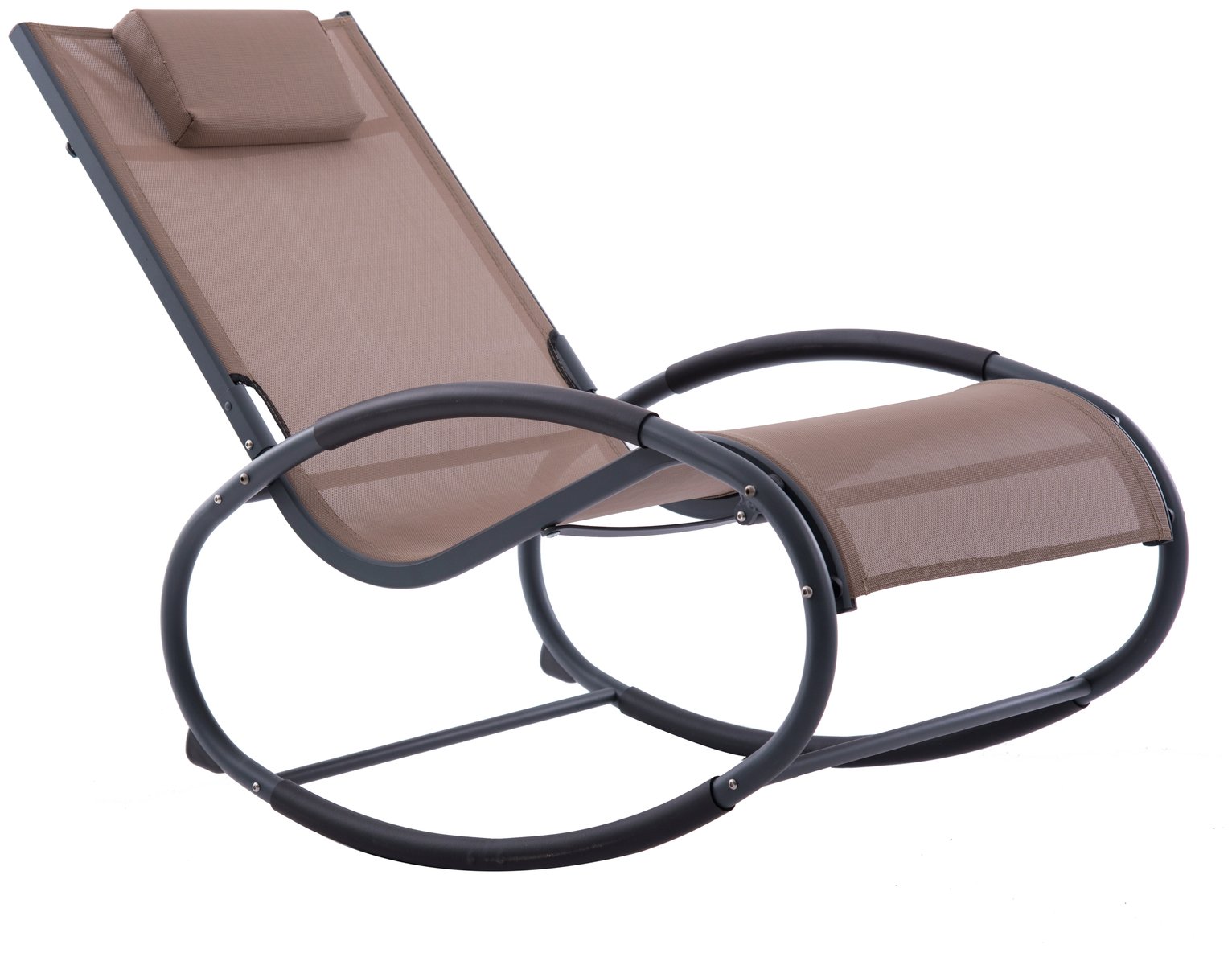 Vivere Wave Metal Rocker Chair - Macchiato On Matte Grey