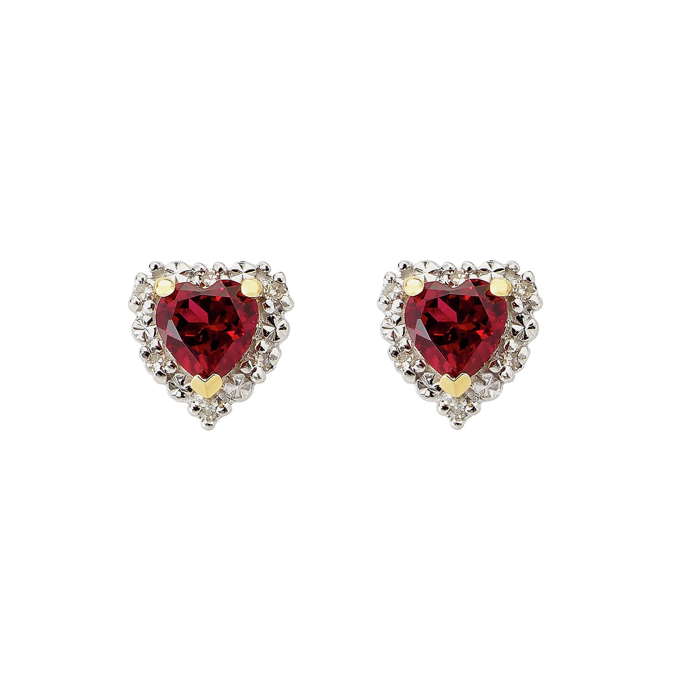 Revere 9ct Yellow Gold Ruby & Diamond Heart Stud Earrings Review