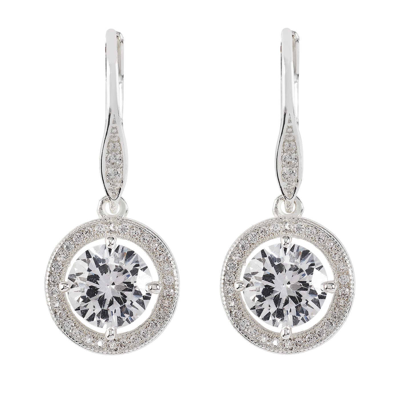 Anne Klein Silver Colour Cubic Zirconia Halo Drop Earrings Review