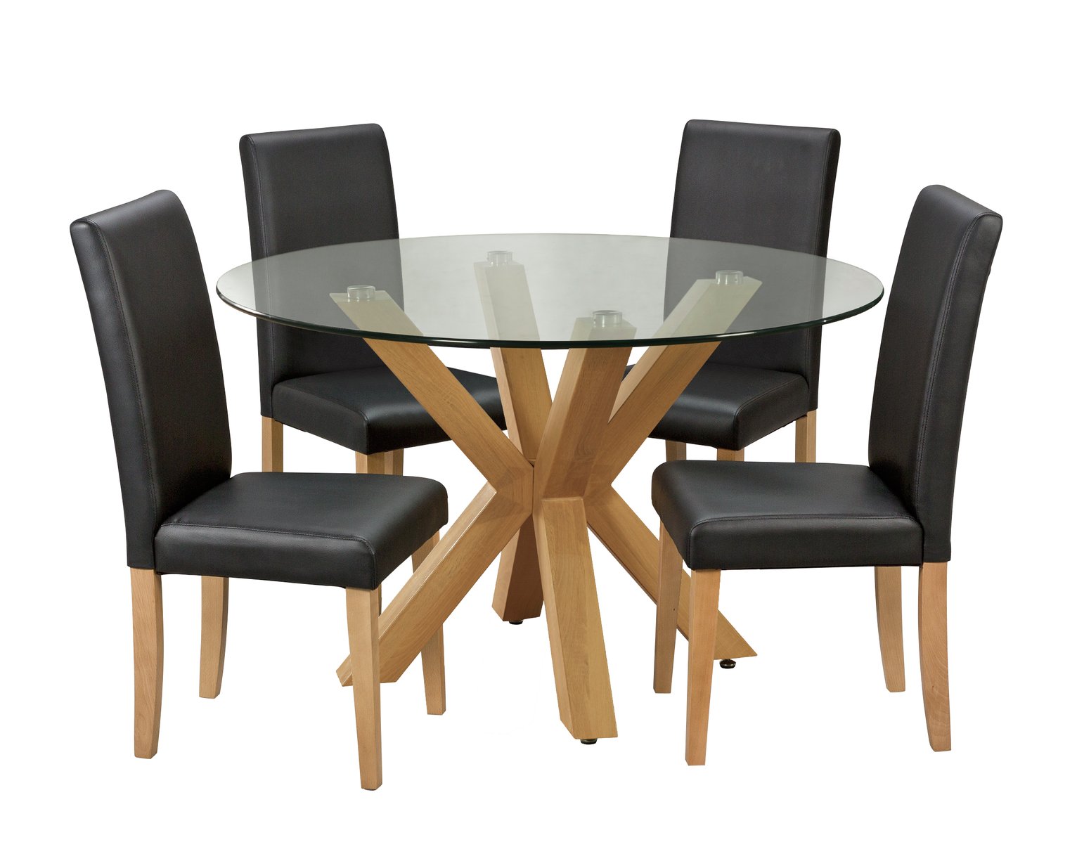 Argos Home Alden Glass Dining Table & 4 Black Chairs