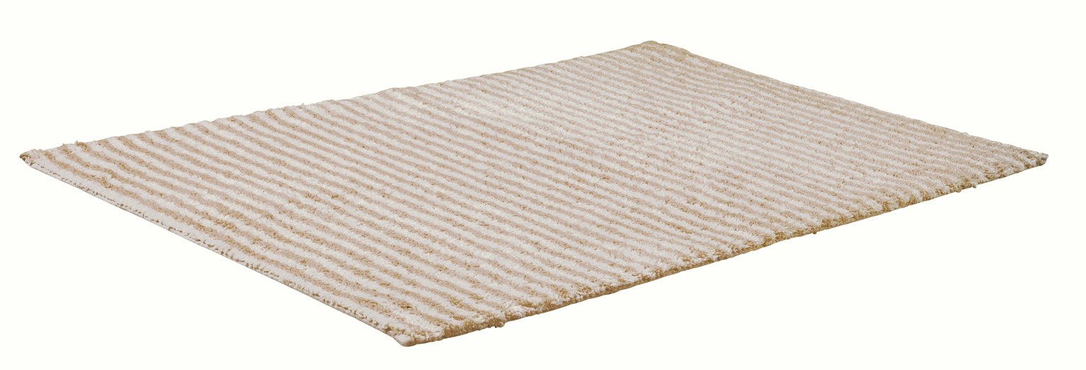 Argos Home Skinny Stripe Bath Mat - Stone White