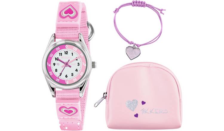 Buy Tikkers Kid s Pink Heart Watch Bracelet and Purse Set Kids watches Argos