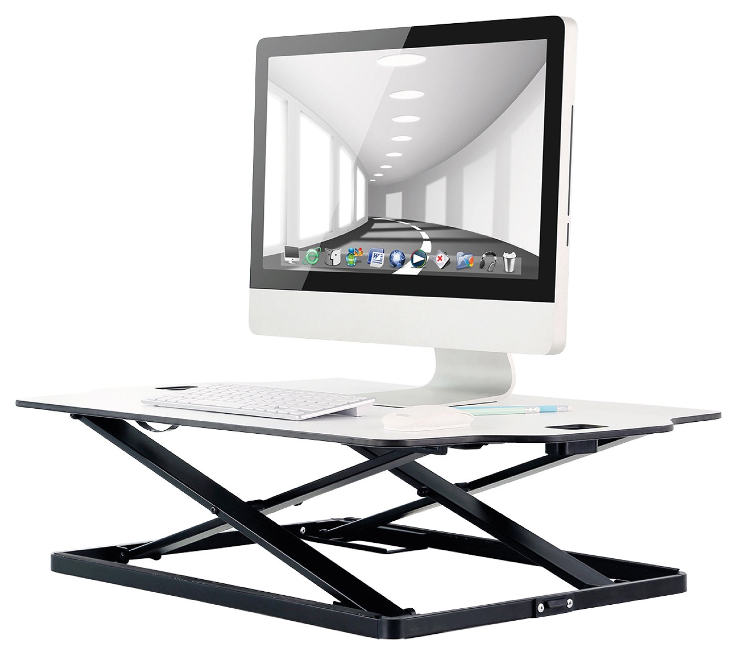 Proper AV Sit-Stand Up PC Desk Workstation - White