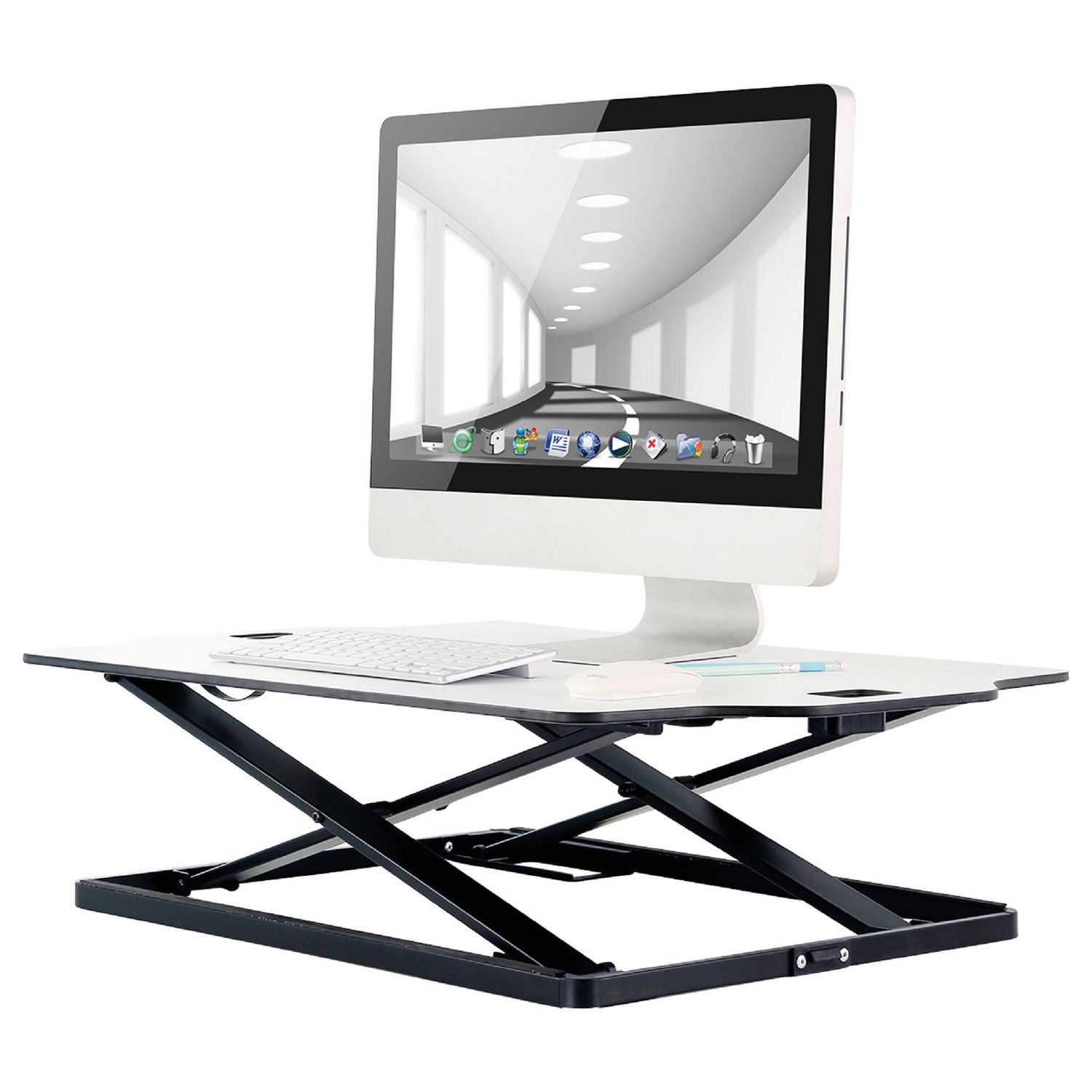 ProperAV Slim Profile Stand Up Desk Workstation 79.5cm White
