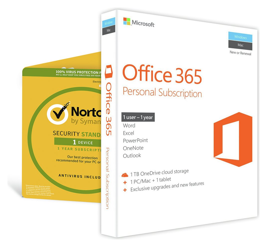 Microsoft Office 365 Personal & Norton Security 1 Device