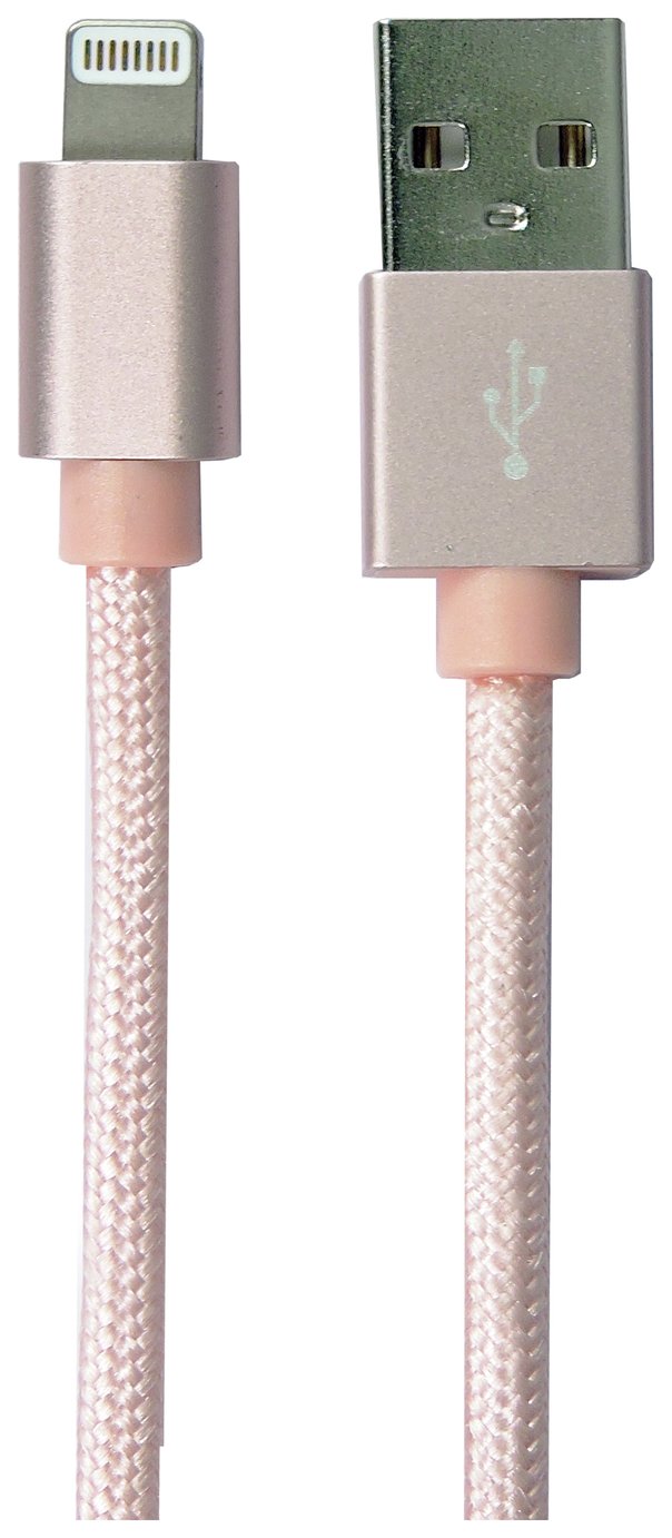 2m Braided Lightning Cable - Rose Gold