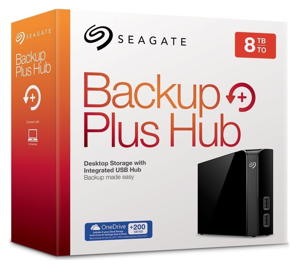 Seagate 8TB Back Up Plus Desktop Hard Drive with USB Hub