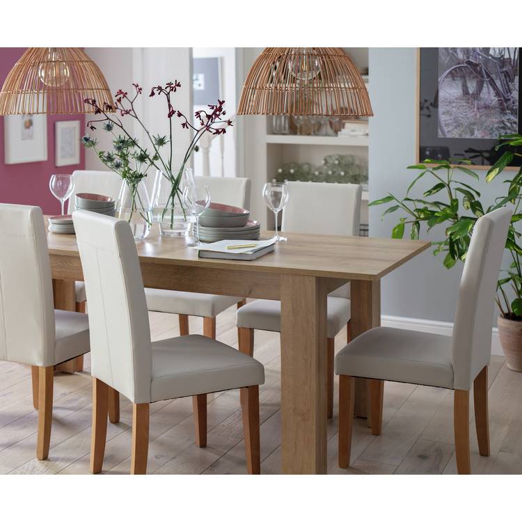 Argos Home Miami Extend Oak Dining Table & 6 Charcoal Chairs 0