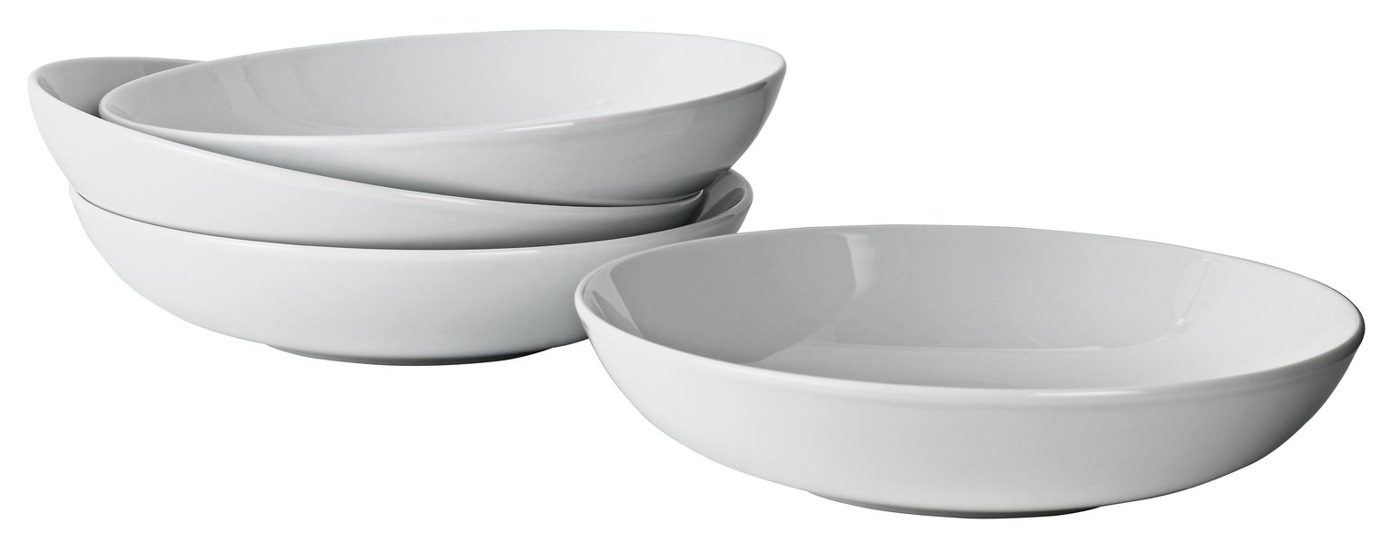 Argos Home Set of 4 Porcelain Pasta Bowls - Super White