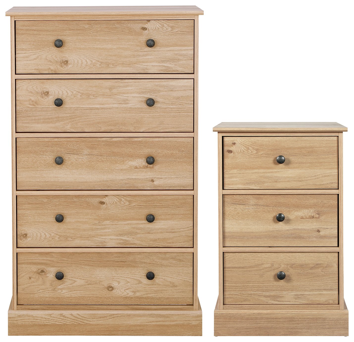 Argos Home Kensington Bedside & 5 Drawer Set - Oak Veneer